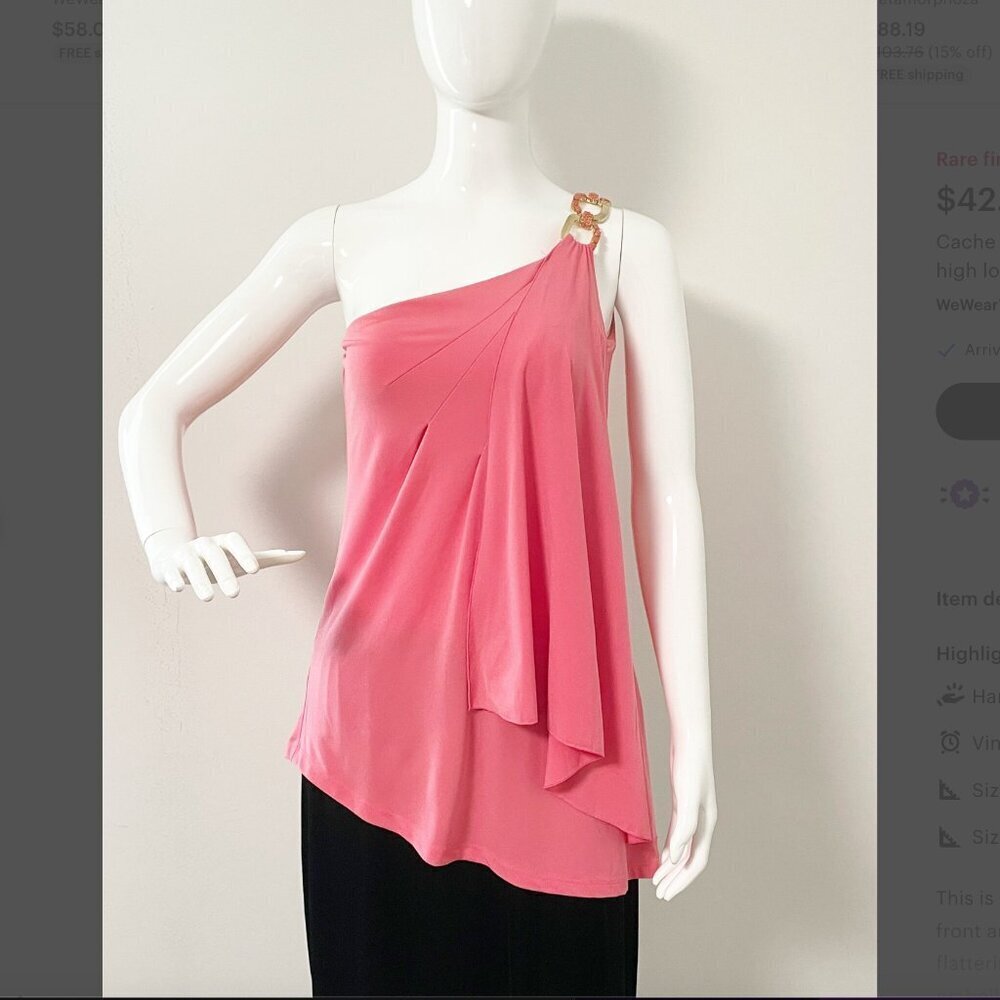 Cache coral one shoulder top Size M NEW WITH TAG!